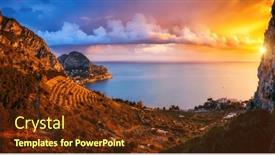  Presentation with spectacular - Presentation theme having spectacular-view-from-the-top background and a tawny brown colored foreground