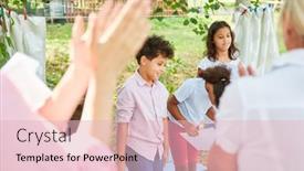  Presentation with summer camp show - Audience pleasing slide deck consisting of spectators-applaud-at-the-talent backdrop and a lemonade colored foreground