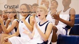  Presentation with math notebook for high school - Audience pleasing slide deck consisting of spectators watching high school basketball backdrop and a coral colored foreground