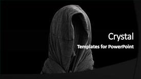  Presentation with ghost - Beautiful PPT theme featuring specter - ghost in the dark backdrop and a black colored foreground