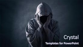  Presentation with scary lion - Amazing PPT theme having specter - scary figure in hooded cloak backdrop and a wine colored foreground
