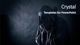  Presentation with scary - PPT theme with specter - scary figure in hooded cloak background and a wine colored foreground