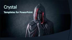  Presentation with scary - Cool new presentation theme with specter - scary figure with black mask backdrop and a wine colored foreground