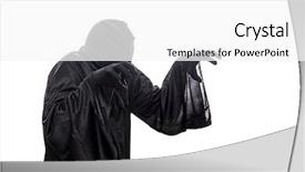  Presentation with spooky - Slide deck having specter - spooky monster in hooded cloak background and a white colored foreground