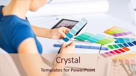  Presentation with interior design - Slide set having spectrum - interior design and renovation concept background and a lemonade colored foreground