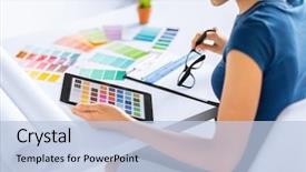  Presentation with interior design - PPT layouts having spectrum - interior design renovation and technology background and a light blue colored foreground