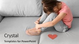  Presentation with crying heart - Beautiful theme featuring spectrum - little girl crying near paper backdrop and a light gray colored foreground