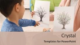  Presentation with autistic - Theme having spectrum - psychologist showing pictures to little background and a soft green colored foreground