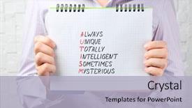  Presentation with autism - Cool new theme with spectrum - woman holding notebook with abbreviation backdrop and a light blue colored foreground