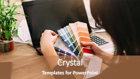  Presentation with female - Slides consisting of spectrum business - hands of female designer background and a coral colored foreground