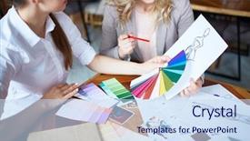  Presentation with fashion - Presentation theme consisting of spectrum business - two young fashion designers choosing background and a sky blue colored foreground