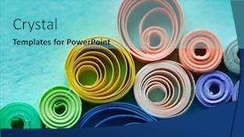  Presentation with diversity - Cool new PPT layouts with spectrum-of-coiled-paper-strips backdrop and a seafoam green colored foreground