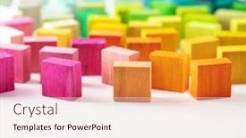  Presentation with blocks - Cool new PPT theme with spectrum-of-colorful-wooden-blocks backdrop and a lemonade colored foreground