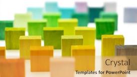  Presentation with blocks - Beautiful presentation featuring spectrum-of-colorful-wooden-blocks backdrop and a yellow colored foreground