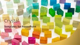  Presentation with blocks - Presentation theme with spectrum-of-colorful-wooden-blocks background and a yellow colored foreground