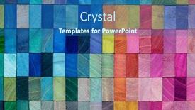  Presentation with blocks - Beautiful PPT theme featuring spectrum-of-multi-colored-wooden backdrop and a ocean colored foreground