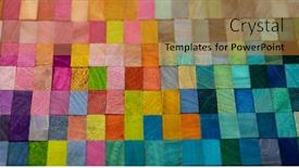  Presentation with blocks - Presentation theme having spectrum-of-multi-colored-wooden background and a gold colored foreground