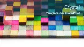  Presentation with blocks - Presentation design having spectrum of stacked multi-colored wooden blocks with white space in front background or cover for something creative diverse expanding rising or growing shallow depth of field background and a ocean colored foreground