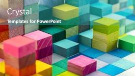  Presentation with multi - Colorful presentation theme enhanced with spectrum-of-stacked-multi-colored backdrop and a teal colored foreground
