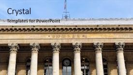 Presentation with stock exchange - Amazing PPT theme having speculate - bourse paris stock exchange backdrop and a light blue colored foreground