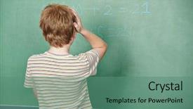  Presentation with class - Colorful PPT theme enhanced with speculate - child standing in class backdrop and a seafoam green colored foreground