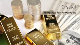  Presentation with gold - Cool new presentation design with gold bullion with money backdrop and a soft green colored foreground