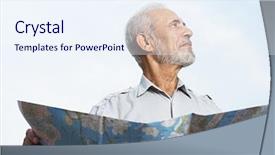  Presentation with map - Slides featuring speculate - man holding a map background and a sky blue colored foreground