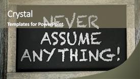  Presentation with chalkboard - Beautiful slide set featuring inference - never assume anything written backdrop and a gray colored foreground