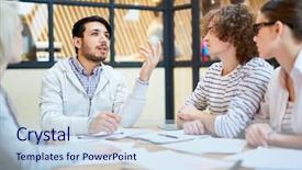  Presentation with creative teaching - Colorful presentation enhanced with speculate - young creative manager speculating backdrop and a light blue colored foreground