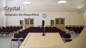  Presentation with conference - PPT layouts with speech anxiety - empty conference auditorium microphone background and a light gray colored foreground