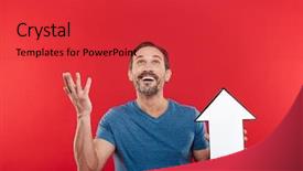  Presentation with pointer - Audience pleasing slide set consisting of speech arrow pointer directing upward backdrop and a red colored foreground