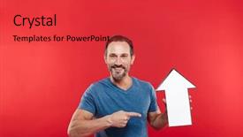  Presentation with pointer - Slide set enhanced with speech arrow pointer directing upward background and a red colored foreground