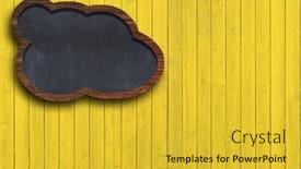  Presentation with design rustic wood wall texture - PPT theme consisting of speech bubble blackboard on wooden wall background background and a yellow colored foreground
