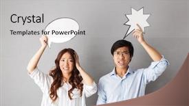  Presentation with bubble - Amazing slides having speech bubble having an argument backdrop and a light gray colored foreground