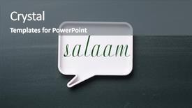  Presentation with bubble - Presentation consisting of speech bubble with arabian hello background and a gray colored foreground