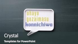  Presentation with bubble - Amazing slides having speech bubble with japanese hello backdrop and a dark gray colored foreground