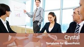  Presentation with successful - PPT theme having speech coomunication - photo of successful businessman reading background and a  colored foreground