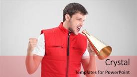  Presentation with angry animals - Presentation theme enhanced with speech delivery - angry man shouting into megaphone background and a red colored foreground