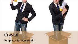  Presentation with suggestion box - Cool new PPT layouts with speech delivery - man with loudspeaker backdrop and a  colored foreground