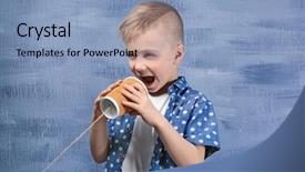  Presentation with plastic - Beautiful presentation theme featuring speech hearing - cute little boy using plastic backdrop and a light blue colored foreground
