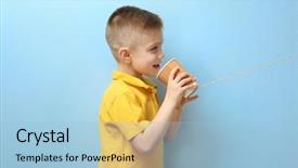  Presentation with plastic - Colorful presentation theme enhanced with speech hearing - cute little boy using plastic backdrop and a light blue colored foreground