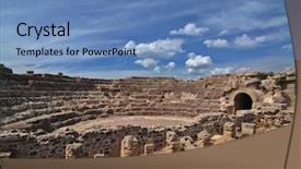  Presentation with ancient roman - Audience pleasing presentation consisting of speech history - ancient roman amphiteater in sardinian backdrop and a teal colored foreground