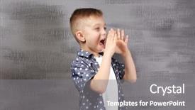  Presentation with language - Audience pleasing presentation design consisting of speech language pathologist - cute little boy on color backdrop and a gray colored foreground