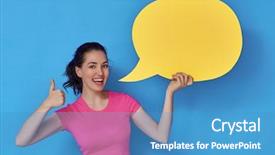  Presentation with pink blue - Cool new slide deck with speech on colorful background yellow backdrop and a teal colored foreground