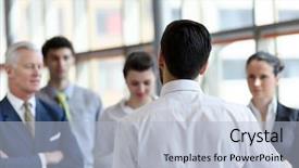  Presentation with focus group hands taking notes - PPT theme enhanced with speech public - young startup businessman making presentation background and a  colored foreground