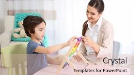  Presentation with teacher - Amazing presentation having speech terapist - young woman teacher and little backdrop and a lemonade colored foreground