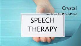  Presentation with speech therapy - PPT theme enhanced with speech therapy concept hand holding background and a light blue colored foreground
