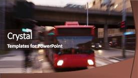  Presentation with bus - Presentation theme featuring speed abstract of a bus background and a wine colored foreground