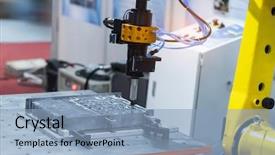  Presentation with drilling machine - Slide set consisting of speed accuracy - cnc turning machine drilling process background and a light blue colored foreground