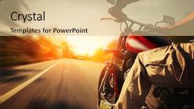  Presentation with motorcycle - PPT theme enhanced with speed bar - biker riding motorcycle background and a lemonade colored foreground